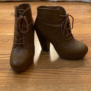 Platform brown booties